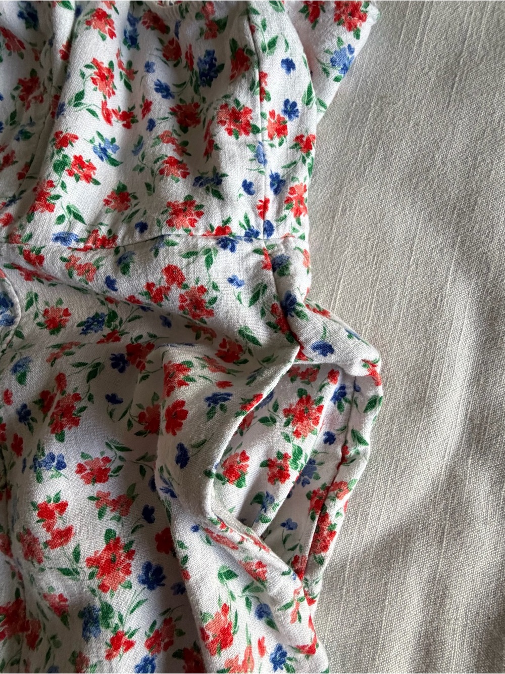 Old Navy Dress Womens XL Floral Linen Blend Smocked Midi Sundress Romantic Boho - Picture 6 of 12